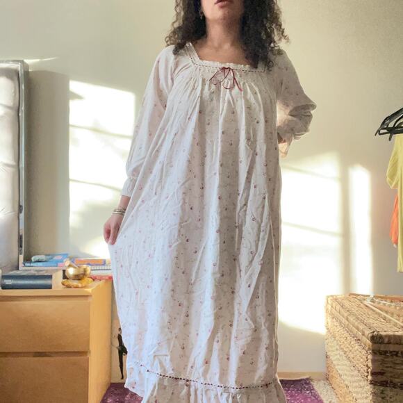 90s vintage nightgown coquette victorian revival edwardian cottagecore | size L - Picture 1 of 10